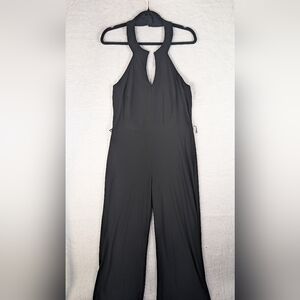 587-Nueva Black Halter Neck Wide-Leg‎ Jumpsuit